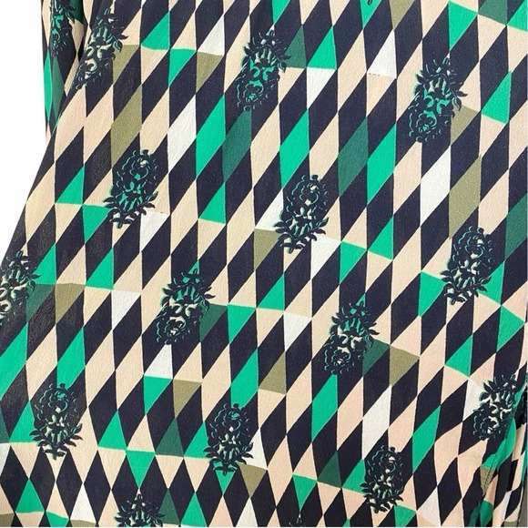 Rapsodia Blouse Top Womens Medium Large Green Retro Cma Constance Geo Blouse - Picture 6 of 13